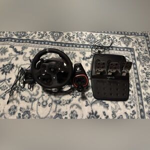 Logitech G920 racing wheel and pedals. ThrushMaster TH8S shifter